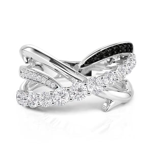 Jeulia Intertwined Thorn Two Tone Infinity Ring Sterling Silver