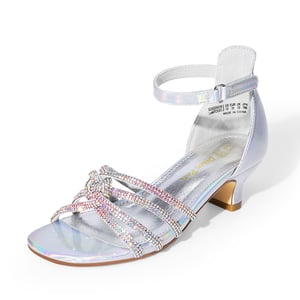 DREAM PAIRS Kids  Rhinestone Metallic Kitten Heel Sandals