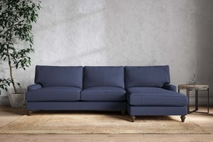 nkuku Marri Right Hand Chaise Sofa | Make To Order | Grand | Recycled Cotton Navy