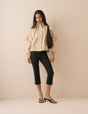 Stone Funnel Neck Balloon Sleeve Murphy Jacket