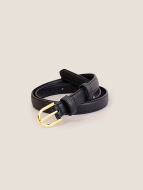 Premium Cowhide Belt With Retro Electroplated Alloy Buckle - Black / One Size