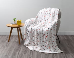 QE Home Kids' Fleece Velveteen Throw in Fungi, Scenic, White