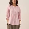 100% Linen Button-Front Drop Shoulder Shirt EASTER - Rosa / XL