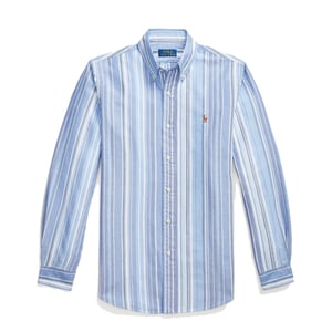 Polo Ralph Lauren Custom Fit Striped Oxford Button Down Shirt Blue Multi