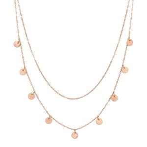 Textured Circle Layered Necklace Rose Gold