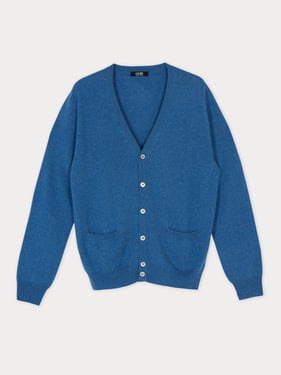 Essential Cashmere V-Neck Cardigan - 2XL / Blue / MK04-522