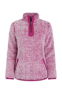 Weird Fish Madi Cosy 1/4 Zip Fleece Dark Raspberry Size 16