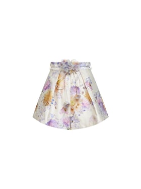 ZIMMERMANN | Cream Dahlia-print silk and cotton blend Luna tuck shorts | Women | 3