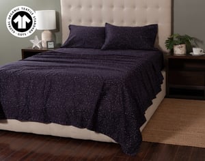 QE Home 300TC Organic Cotton Sheet Set in Midnight, Scenic, GOTS Certified, Green, Twin XL
