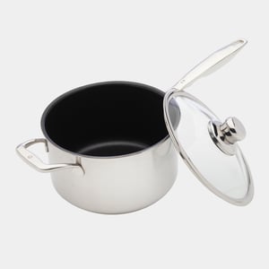 Nonstick Clad Saucepan with Glass Lid - Induction - 3.6 qt