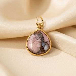 18ct Gold Vermeil Round Opal October Birthstone Bezel Pendant