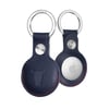 Leather AirTag Keychain - Navy Blue