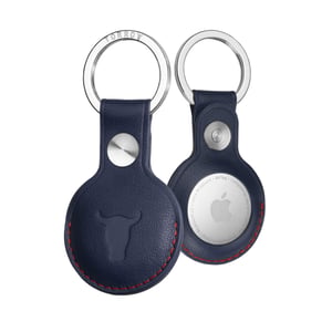 Leather AirTag Keychain - Navy Blue