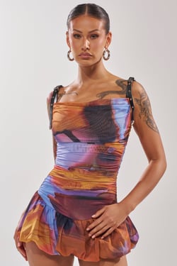 AKIRA In A Mood Printed Mini Dress In Purple | Black | Size XL