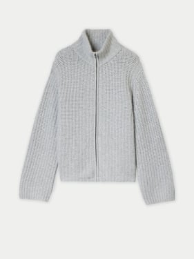 Chunky Cashmere Cardigan with Zipper - L / vapor blue / WK644D-0148/0000