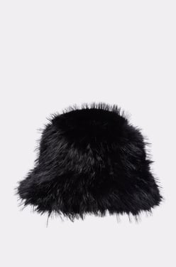 AKIRA Chic Faux Fur Bucket Hat | Black