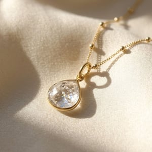 18ct Gold Plated Herkimer Diamond April Birthstone Crystal Necklace