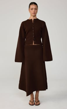 Rain Check Midi Skirt (Dark Chocolate) - US 2