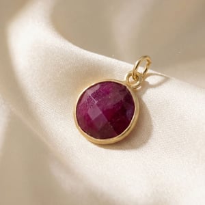 18ct Gold Plated Round Ruby July Birthstone Pendant
