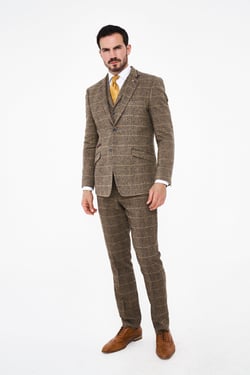 Albert Brown Tweed Three Piece Suit Short