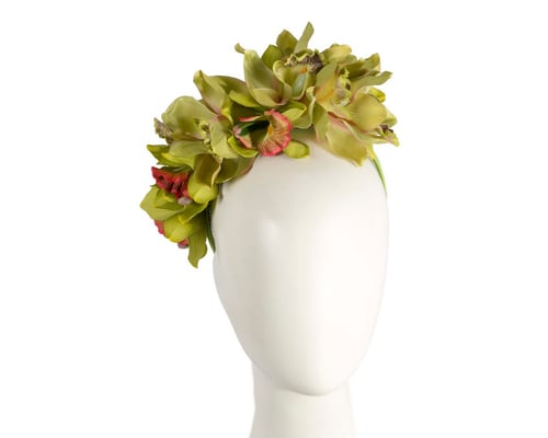 Hand made exclusive lime green fascinator headband
