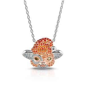 Jeulia "Small Evil Monster" Cute Design Sterling Silver Necklace