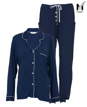Marina Womens Navy Revere Jersey Pyjama Set - 28