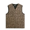 Taion Womens V-Neck Button Down Vest Khaki Leopard