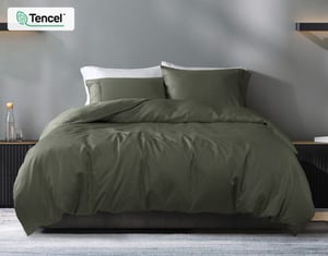 QE Home 500TC Eucalyptus Luxe TENCEL™ Lyocell Sheet Set Duvet Cover, TENCEL™ Lyocell in Bonsai Green, King