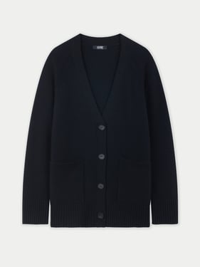 Relaxed-Fit Cashmere Cardigan - XL / Black / WK728-1481