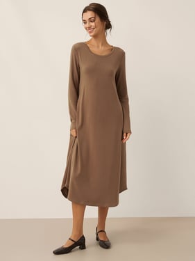 Lenzing Tencel Modal® A-Line Curved Hem Stretch Maxi Dress KAYLA - Desert Tan / Dresses / XXL