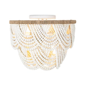 Lorelei White Wood Bead Flush Mount