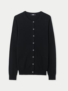 Essential Cashmere Crewneck Cardigan - 5XL / Black / WK04-1481