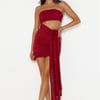 One Week Vacay Strapless Mesh Mini Dress Maroon