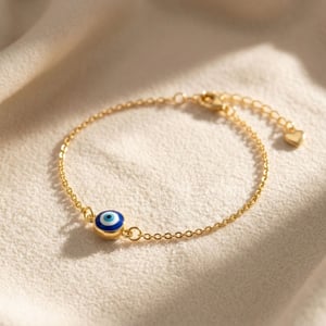 Turkish Blue Evil Eye Friendship Gold Plated Bracelet