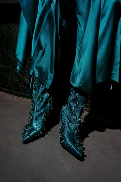 AKIRA Azalea Wang Izidor Teal Embellished Rhinestone Bootie | Size 11