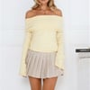 Iced Macaron Off Shoulder Knit Top Yellow
