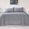 QE Home Stars Velvet Quilt Set, Geometric, Grey, Queen