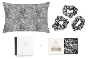 Leopard Silk Pillowcase and Scrunchies Gift Set - Standard Pillowcase