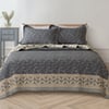 QE Home Mabel Cotton Quilt Set, Botanical, Blue, King