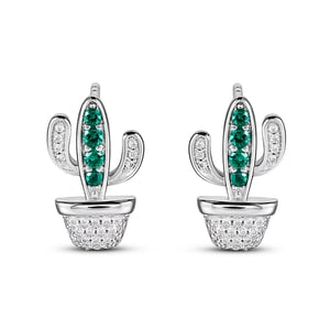Jeulia "Desert Cactus" Sterling Silver Children's Earrings