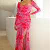 Technicolour Long Sleeve Maxi Dress Pink