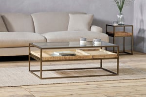 nkuku Luzon Iron & Mango Wood Display Coffee Table | Tables | One Size | Brass