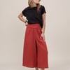 Red Cropped Palazzo Double Gauze Trouser