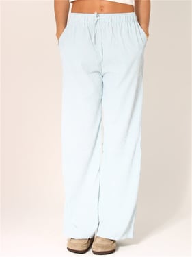 Daisy Street Wide Leg Trouser - Blue Stripe - XS