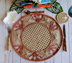 Coral Coastal Handwoven Iraca Placemat - Orange