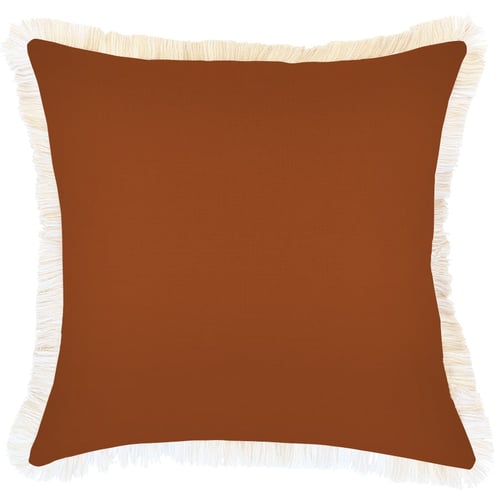 Cushion Cover-Coastal Fringe-Solid Terracotta-45cm x 45cm