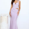 Celeste Shine Mesh Maxi Dress Lilac