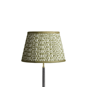 35cm straight empire lampshade in temple green block printed cotton