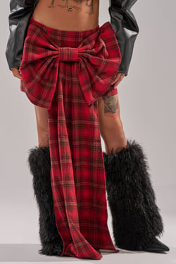 AKIRA Lovely Days Plaid Bow Mini Skirt | Size 1X